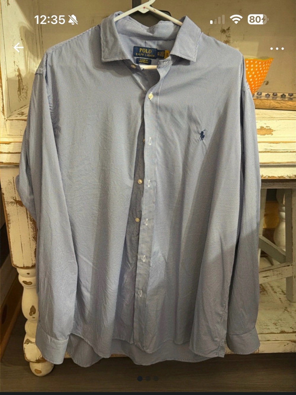 Polo by Ralph Lauren Men's Pale Blue Dress Shirt with Polo Pony